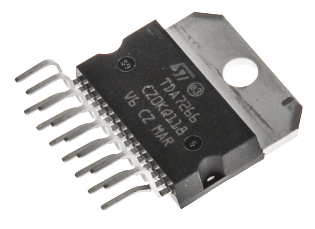 Produktfoto 1 von STMicroelectronics Klasse A-B Audio Verstärker Brückenverstärker 2-Kanal Stereo MULTIWATT V 7W 15-Pin +70 °C