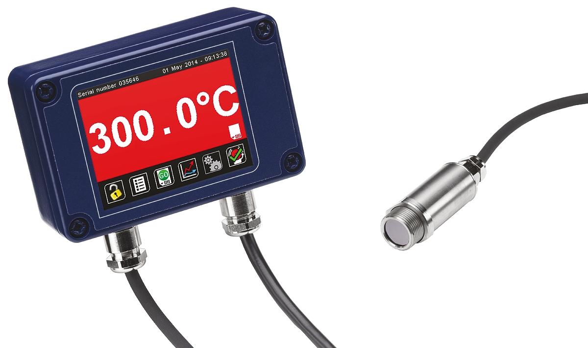 Produktfoto 1 von Calex Infrarot-Temperatursensor, mA Ausgangssignal Ausgang, 240 ms, ±1 % des Messwerts, 24 V DC, 4-20 mA, Alarm, 1m