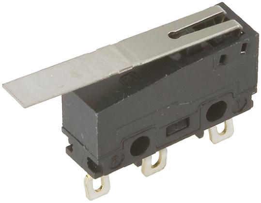 Panasonic Mikroschalter Scharnierhebel lang-Betätiger Lötanschluss, 100 mA @ 30 V dc, 1-poliger Wechsler 0,12 N -25°C -