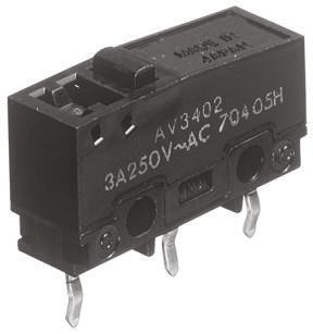 Produktfoto 1 von Panasonic Mikroschalter Stift Stößel-Betätiger PCB, 3 A @ 250 V ac, 1-poliger Wechsler 0,98 N -25°C - +85°C