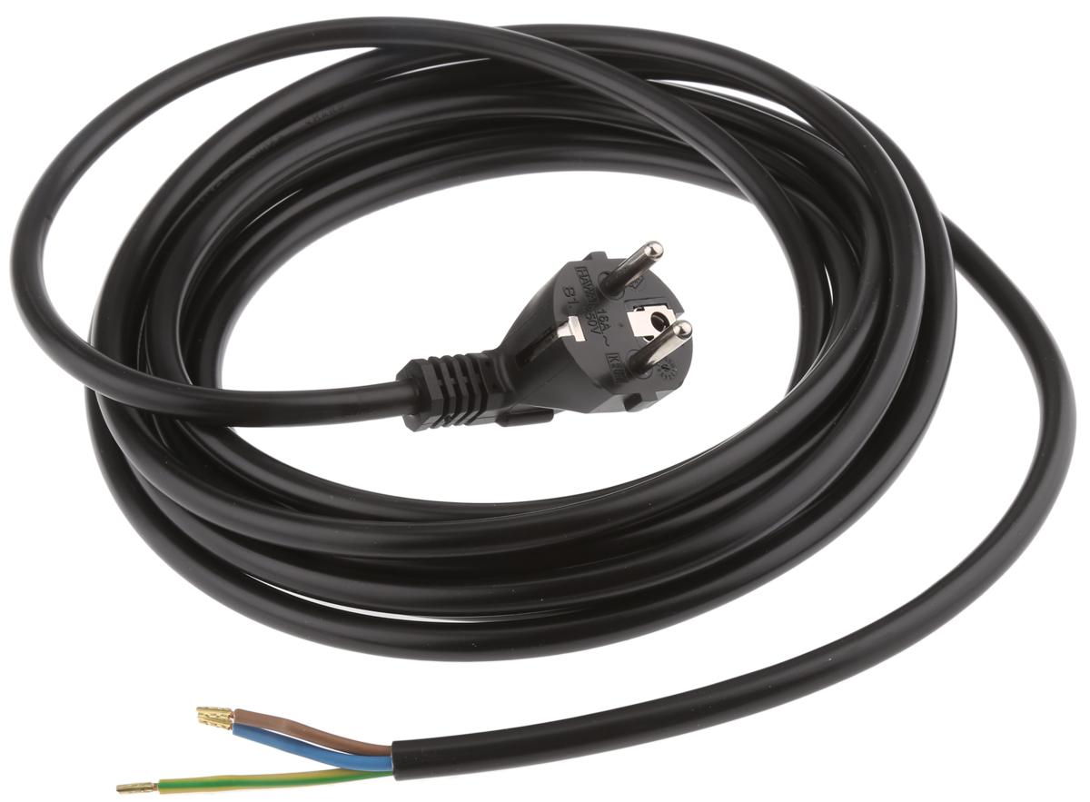 Produktfoto 1 von Kopp Netzkabel, A offenes Ende, B Typ F Deutscher Schuko-Stecker / Stecker, 16 A, 5m Schwarz 250 V