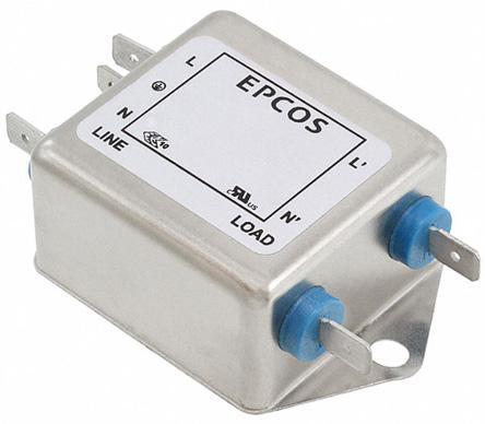 EPCOS B84111F Entstörfilter, 250 V ac/dc, 20A, Flanschmontage, Flachstecker, 1-phasig 0,369 mA / 60Hz Single Stage