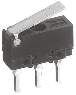 Produktfoto 1 von Panasonic Mikroschalter Scharnierhebel-Betätiger PCB, 500 mA @ 30 V dc, 1-poliger Wechsler 0,25 N -25°C - +80°C