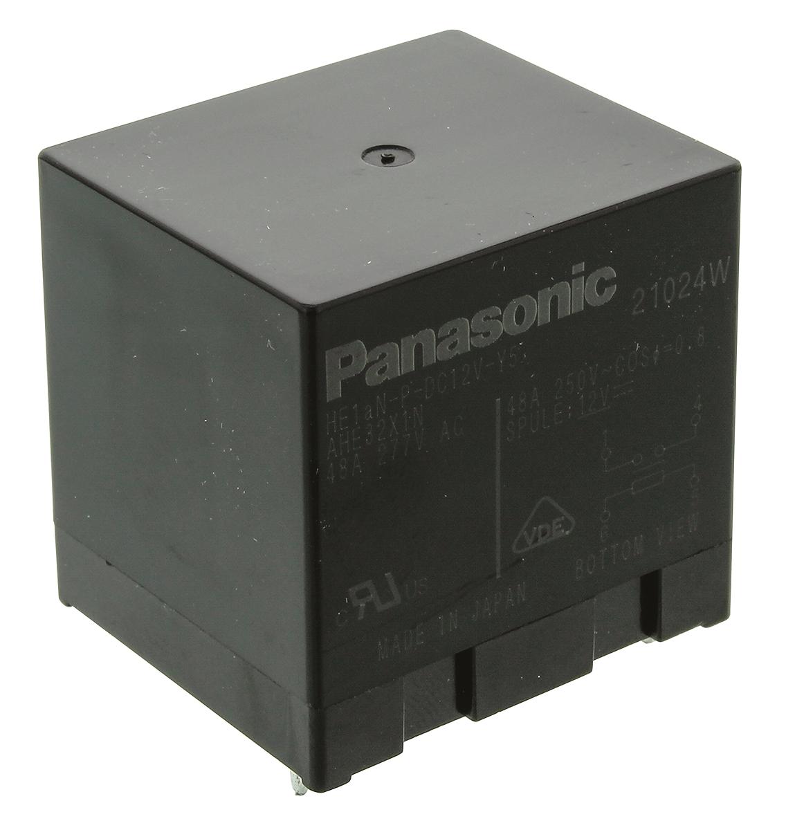 Produktfoto 1 von Panasonic  Monostabiles Relais, Printrelais 1-poliger Schließer 48A 12V dc Spule / 1.92W