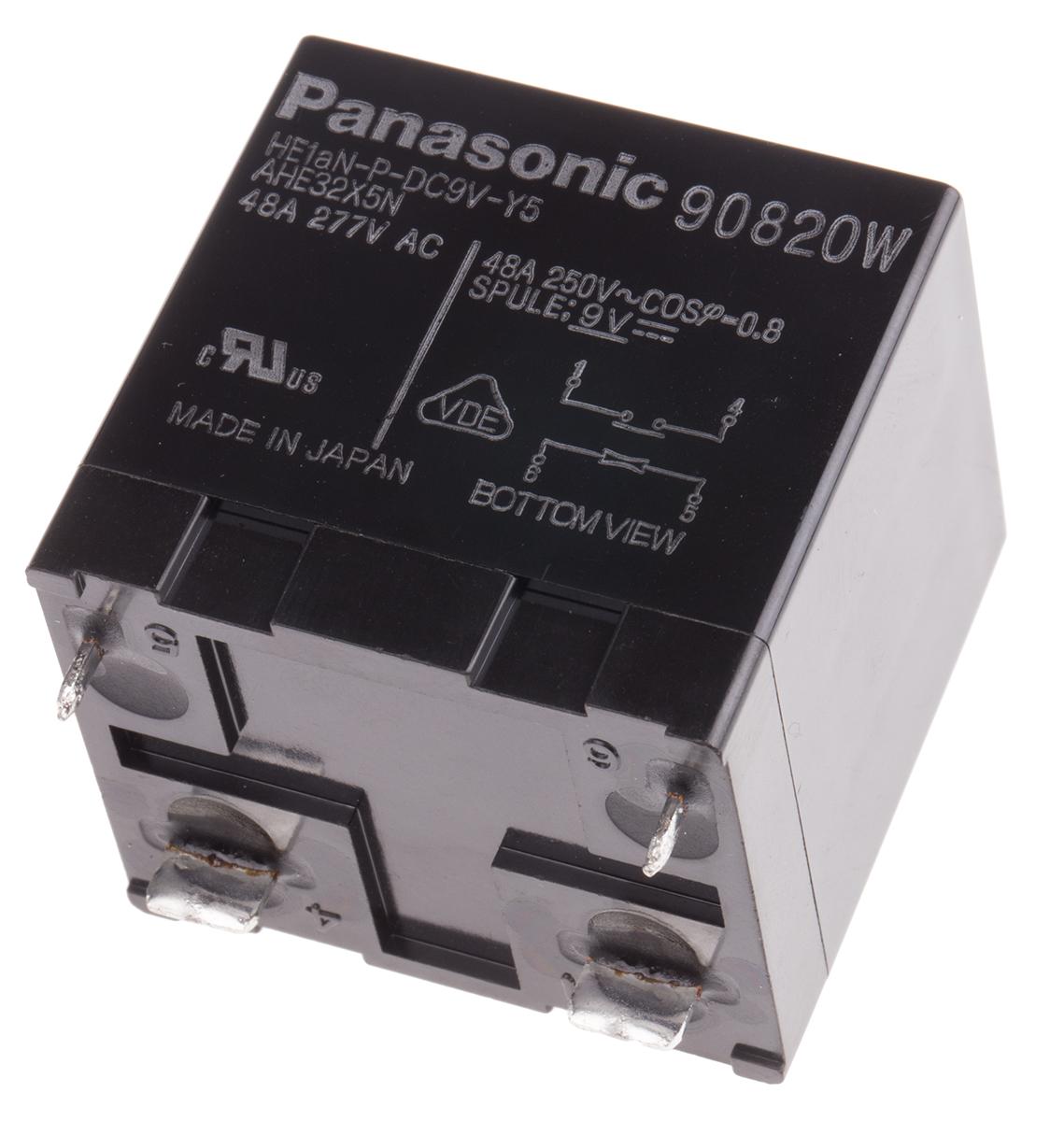 Panasonic  Monostabiles Relais, Printrelais 1-poliger Schließer 48A 9V dc Spule / 1.92W