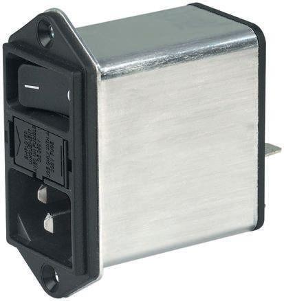 Produktfoto 1 von Schurter C14 IEC-Steckerfilter Stecker mit 2-Pol Schalter 5 x 20mm Sicherung, 250 V ac / 1A, Tafelmontage,