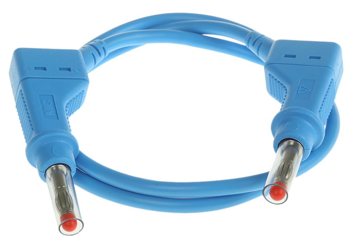 Produktfoto 1 von Staubli Messleitung 4mm Stecker / Stecker, Blau PVC-isoliert 500mm, 600V / 32A CAT II 600V