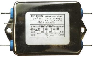 EPCOS B84113H Entstörfilter, 250 V ac/dc, 10A, Gehäusemontage, Flachstecker, 1-phasig 0,369 mA / 50 → 60Hz Two