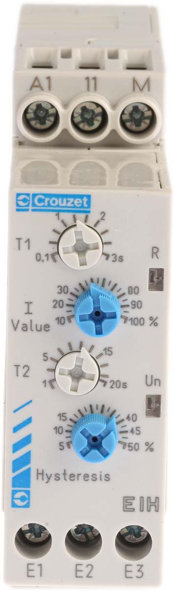 Produktfoto 1 von Crouzet EIH Überwachungsrelais 1-phasig, 1-poliger Wechsler 10A Überstrom, Unterstrom 0.1A DIN-Schienen