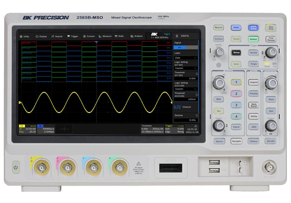 Produktfoto 1 von BK Precision BK2565B-MSO Mixed-Signal Tisch Oszilloskop 4-Kanal Analog 100MHz