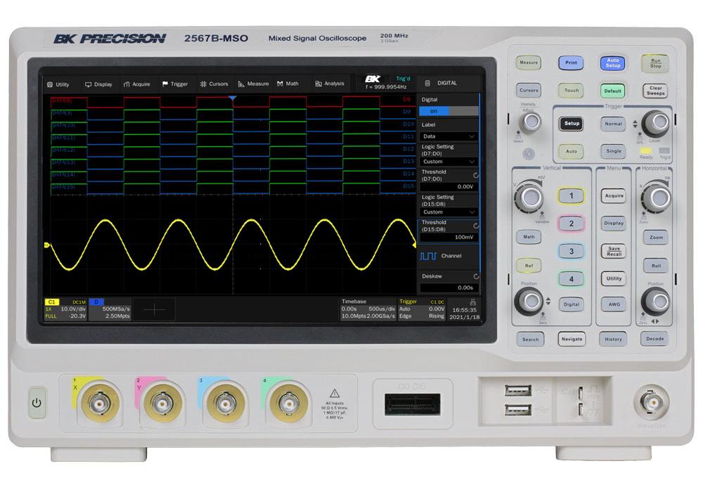 Produktfoto 1 von BK Precision BK2567B-MSO Mixed-Signal Tisch Oszilloskop 4-Kanal Analog 200MHz