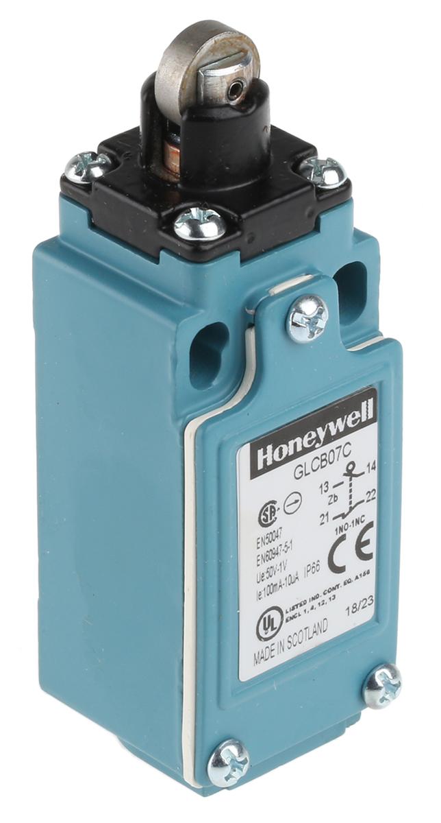 Produktfoto 1 von Honeywell GLC Endschalter, Rollenstößel, 1-poliger Umschalter, 1 Schließer/1 Öffner, Goldkontakte, Schließer/Öffner, IP