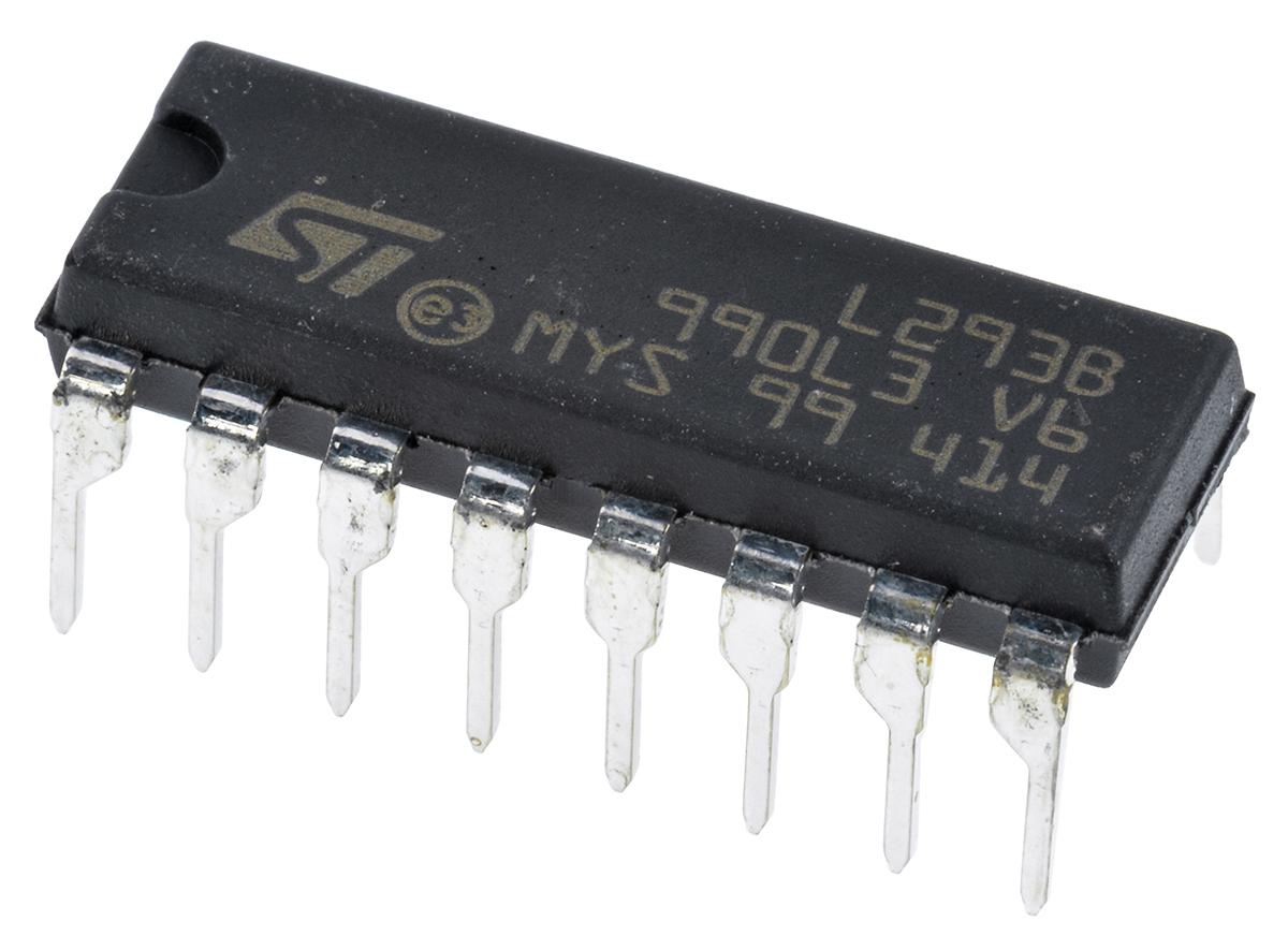 Produktfoto 1 von STMicroelectronics Motor Driver IC L293B, 1A, PDIP, 16-Pin, DC Bürstenmotor, Zweifach-Vollbrücke