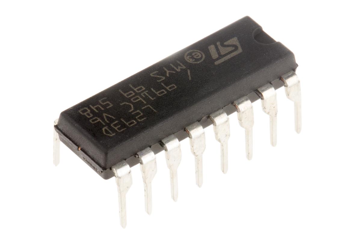 Produktfoto 1 von STMicroelectronics Motor Driver IC L293D, 0.6A, PDIP, 16-Pin, DC Bürstenmotor, Zweifach-Vollbrücke