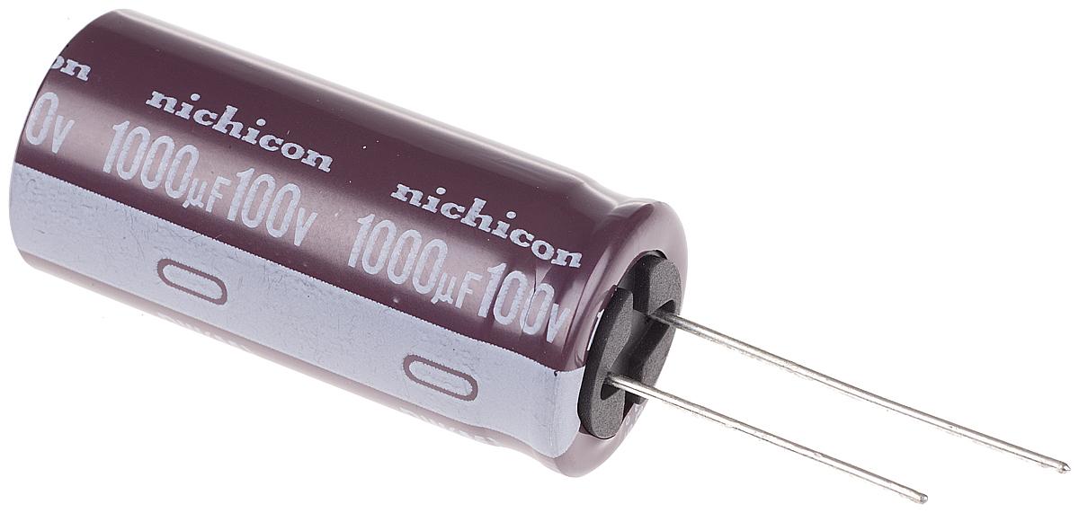 Produktfoto 1 von Nichicon PW, THT Aluminium-Elektrolyt Kondensator 1000μF ±20% / 100V dc, Ø 18mm x 40mm, bis 105°C