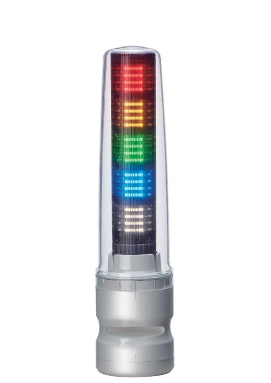 Produktfoto 1 von Patlite LS7 LED Signalturm 5-stufig Linse Klar LED Rot/Gelb/Grün/Blau/Transparent + Summer Blitz, Dauer 284mm