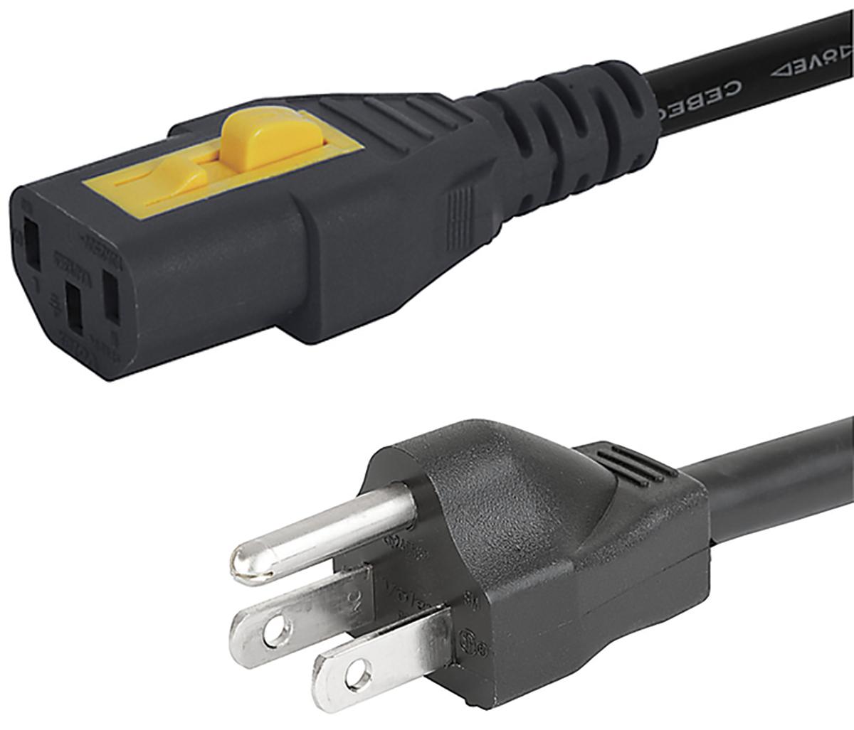 Produktfoto 1 von Schurter Netzkabel, A IEC C13 / Buchse, B US-Stecker Typ B / Stecker, 10 A, 125 V ac