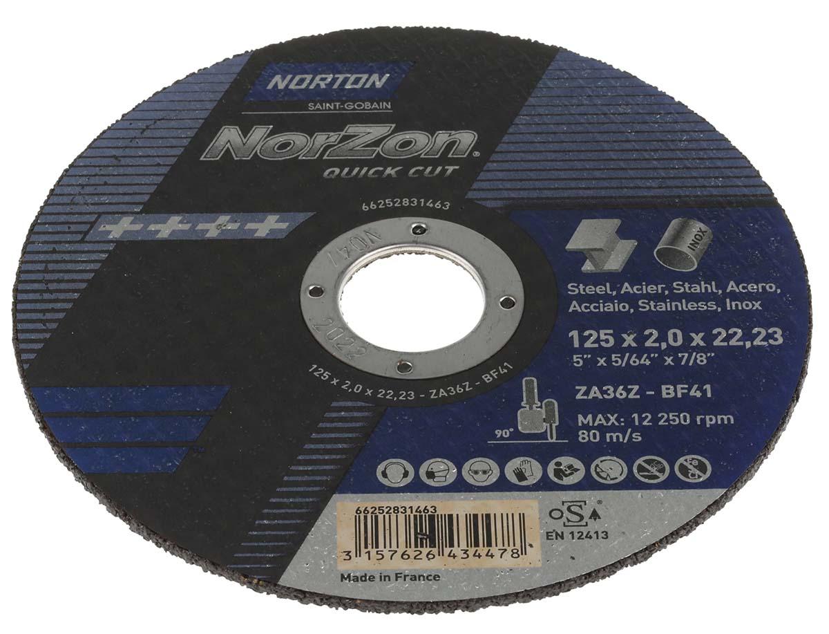 Produktfoto 1 von Norton Zirkonium Trennscheibe Ø 125mm / Stärke 2mm, Korngröße P36