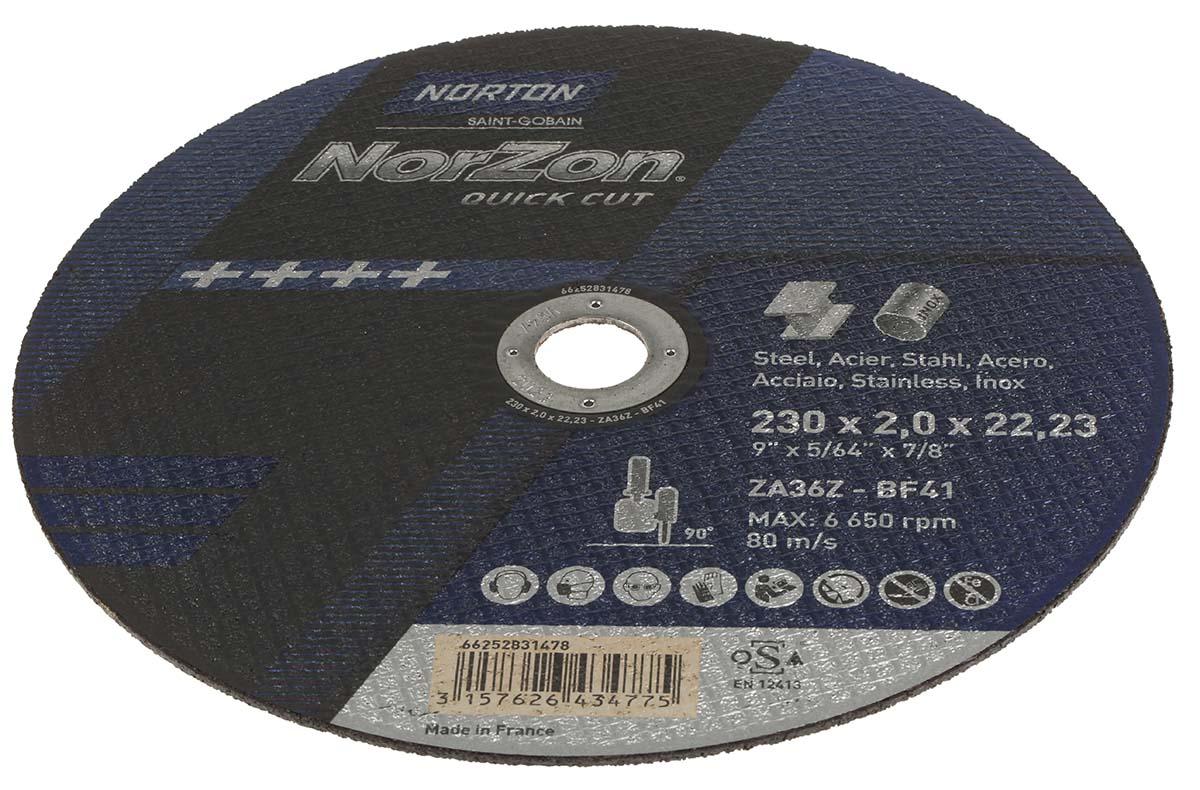 Produktfoto 1 von Norton Zirkonium Trennscheibe Ø 230mm / Stärke 2mm, Korngröße P36