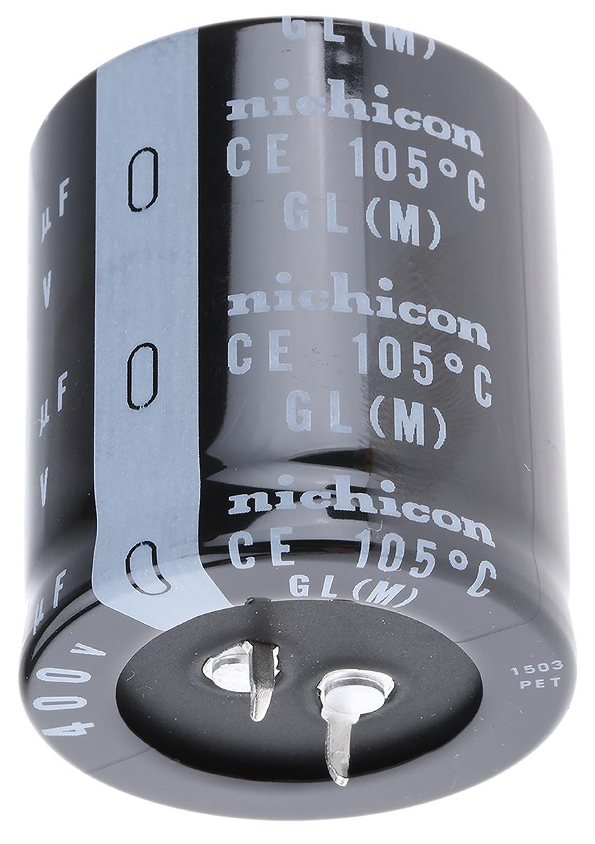 Nichicon GL Snap-In Aluminium-Elektrolyt Kondensator 820μF ±20% / 400V dc, Ø 35mm x 40mm, bis 105°C