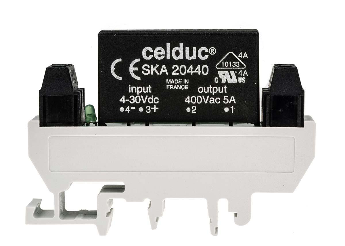 Produktfoto 1 von Celduc XK Halbleiter-Interfacerelais, 5 A max., DIN-Schienen 150V ac/dc min. 440 V eff max. / 240V ac/dc max.