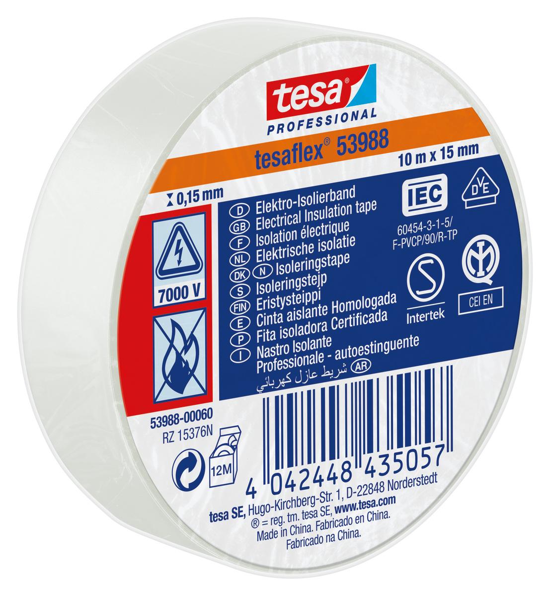 Tesa SPVC ELECTRICAL Isolierband, PVC Silber, 0.15mm x 15mm x 10m