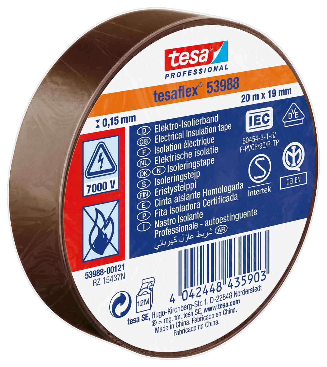 Tesa SPVC ELECTRICAL Isolierband, PVC bronzefarben, 0.15mm x 19mm x 20m