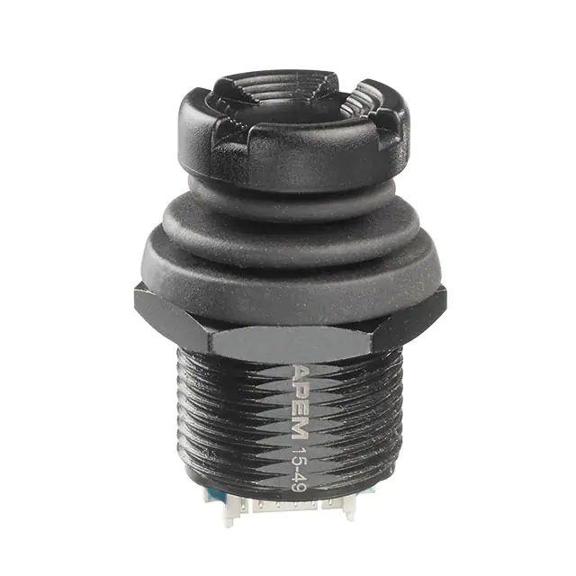 Produktfoto 1 von APEM NV Joystick, 3 Axis-Achsen Tastend, 12V dc, IP67, IP69K Griff Typ Burg