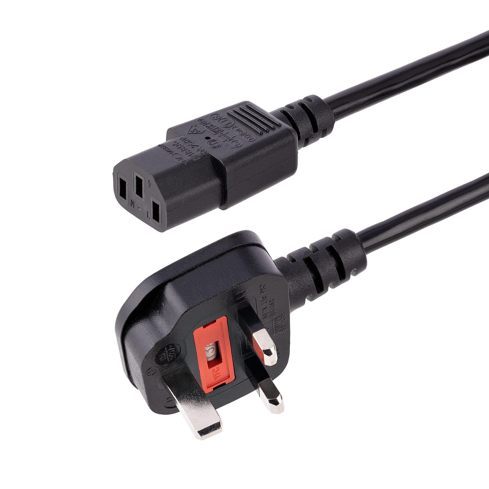 Produktfoto 1 von StarTech.com Netzkabel, 3-adrig Typ Leistung Schwarz x 6,8 mm /Ø 6.8mm 10 A, 1m, 250 V AC, PVC