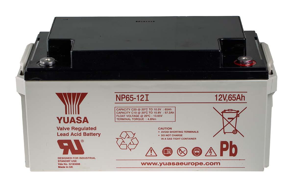 Produktfoto 1 von Yuasa YUASA NP Abgedichteter Bleiakku, 12V / 65Ah, Einsatz M6-Anschluss, 350 x 166 x 174mm