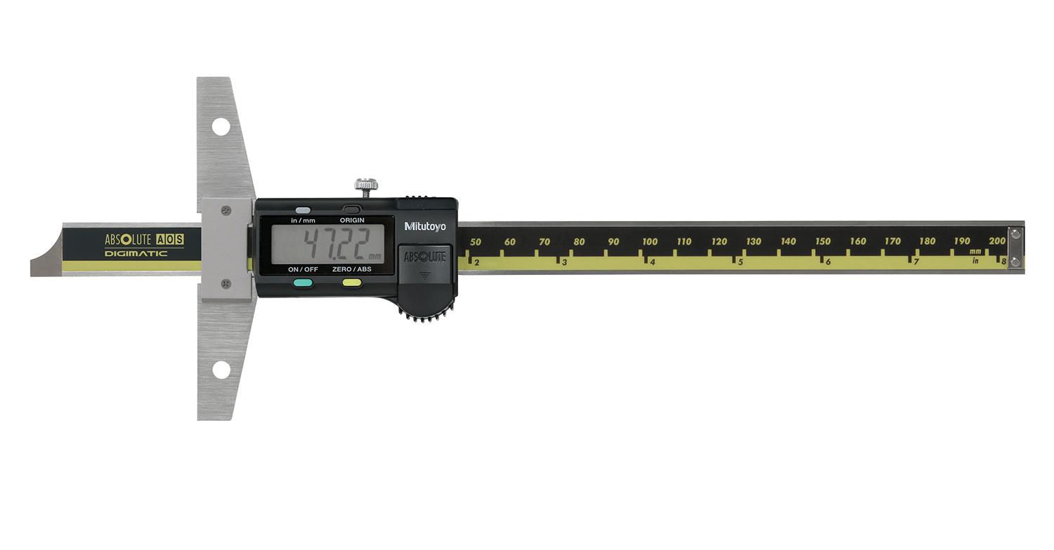 Mitutoyo 571-212-30 Tiefenmesslehre aus Edelstahl, 200mm / ±0,001 in, 0,01 mm