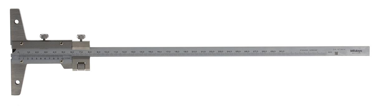 Mitutoyo 527-103 Tiefenmesslehre aus Edelstahl, 300mm / ±0,04 mm, 0,02 mm