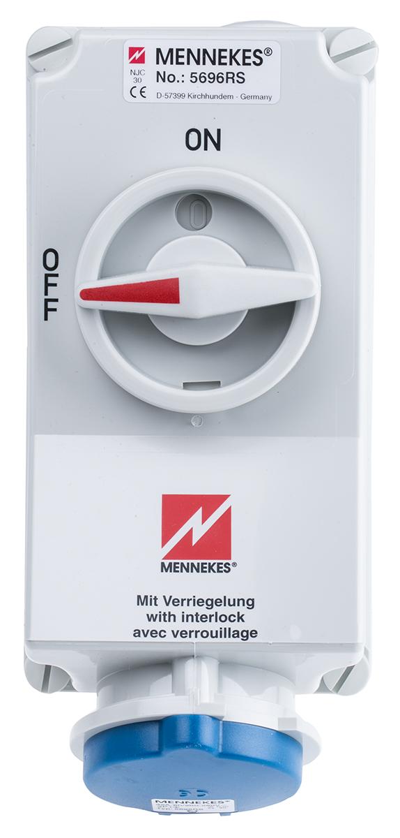 Produktfoto 1 von MENNEKES CEE Steckvorrichtung abschaltbar, Buchse Blau gerade 2P+E, 230 V / 32A, IP44