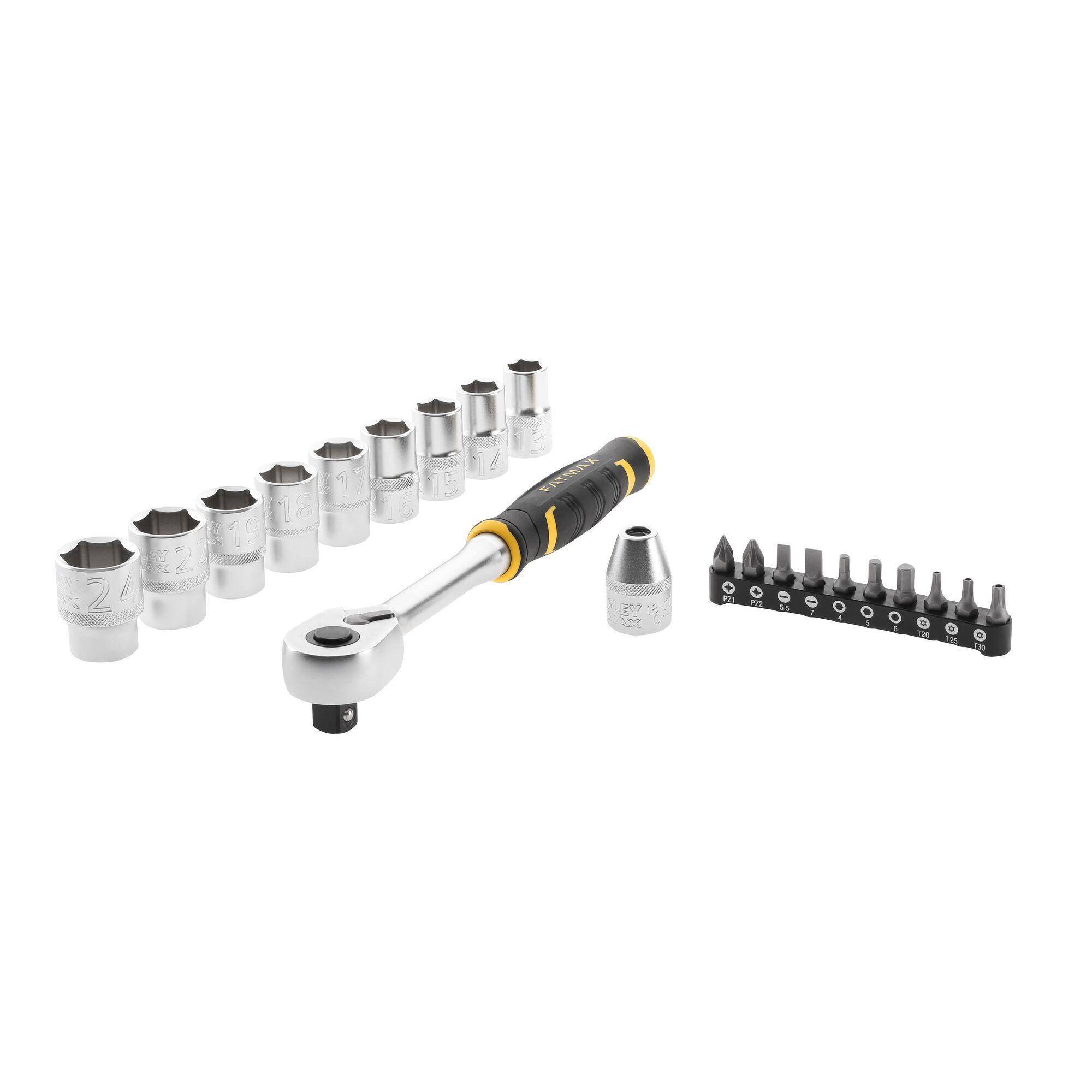 Produktfoto 1 von Stanley 13 mm, 14 mm, 15 mm, 16 mm, 17 mm, 18 mm, 19 mm, 22 mm, 24 mm Bit-Einsatz-Satz 21-teilig