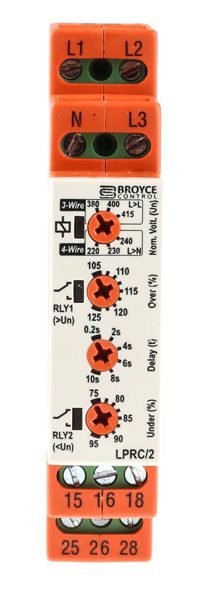 Produktfoto 1 von Broyce Control L NFC-Überwachungsrelais, für Phase, Spannung 243 → 540V ac 3-phasig, 1-poliger Wechsler