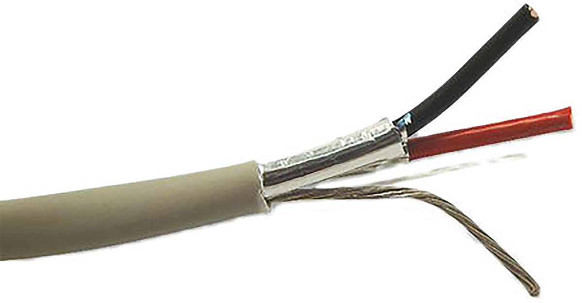 Produktfoto 1 von Belden Steuerkabel, 2-adrig x 0,33 mm² Grau / 2,8 A, 100m, 22 AWG, Aluminium/PET-Folie