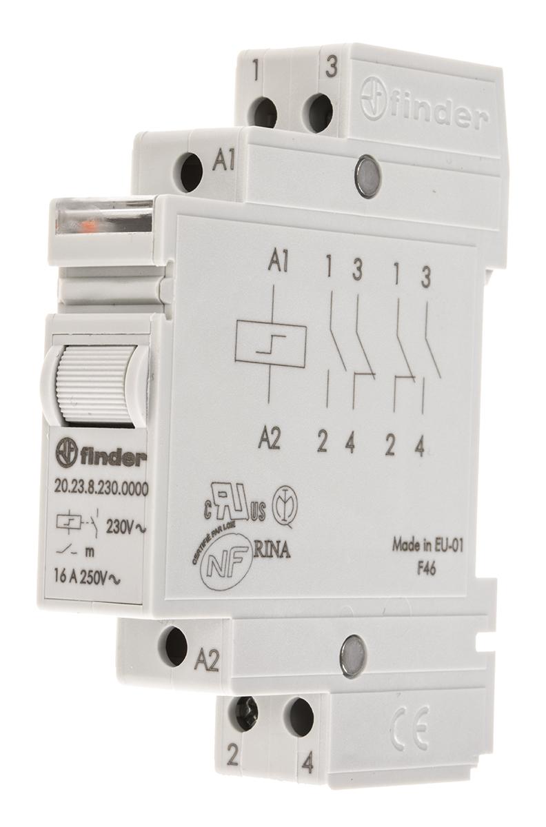 Finder  Bistabiles Relais, für DIN-Schienen 1-poliger Öffner, 1-poliger Schließer 16A 230V ac Spule / 6.5W