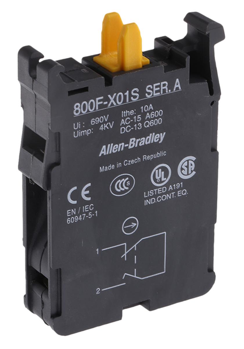 Produktfoto 1 von Allen Bradley 800F Kontaktblock, , 1 Öffner, 690V, Schraubanschluss