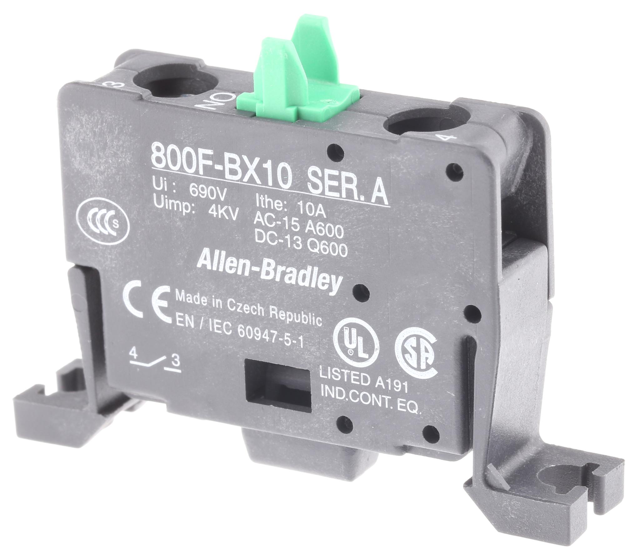 Allen Bradley Kontaktblock, 800F -Serie , 1 Schließer, 600 V, Schraubanschluss, Typ Kontaktblock