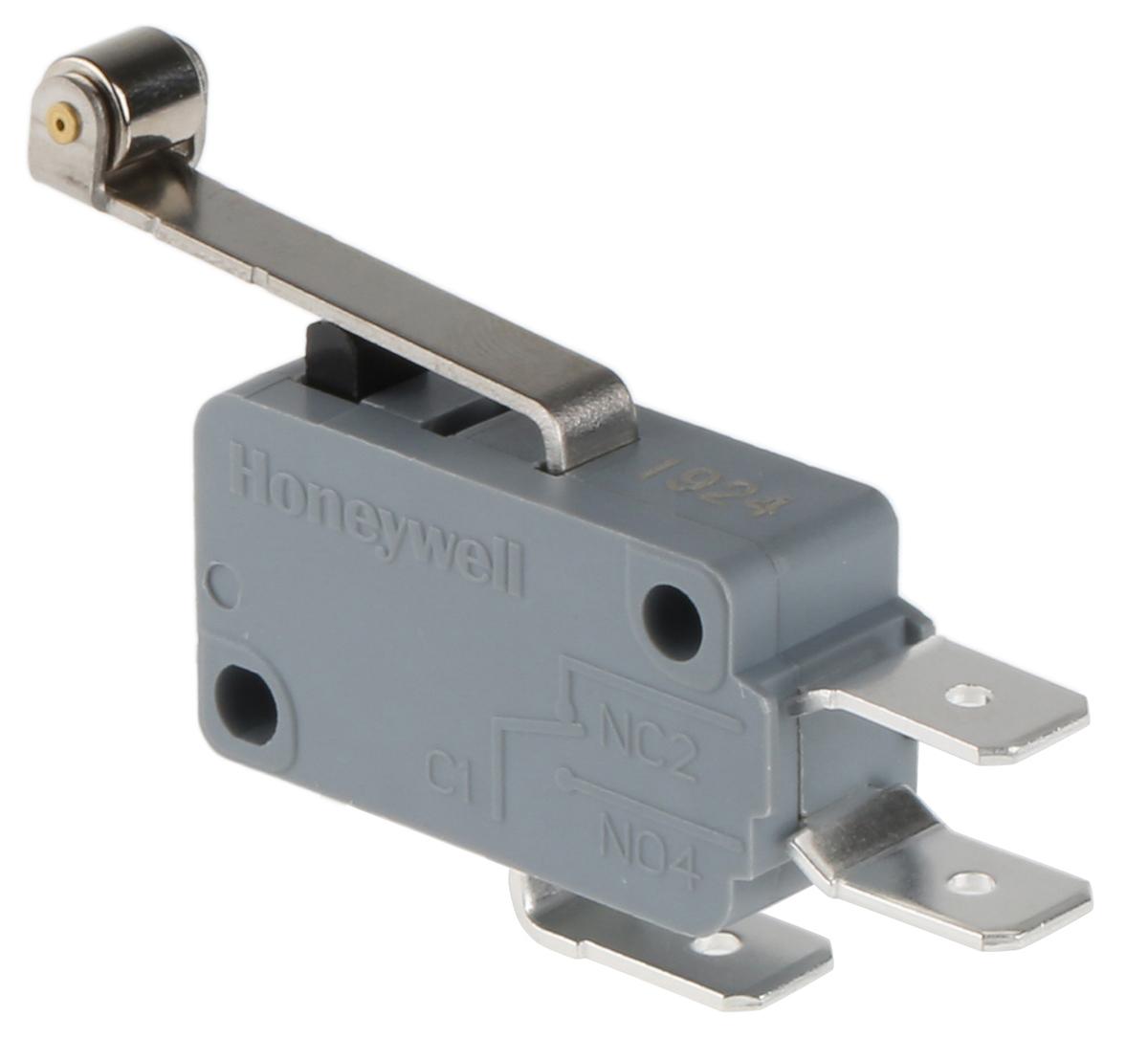 Produktfoto 1 von Honeywell Mikroschalter Rollenhebel-Betätiger Flachstecker, 16 A @ 250 V ac, 1-poliger Wechsler 0,98 N -25°C - +125°C