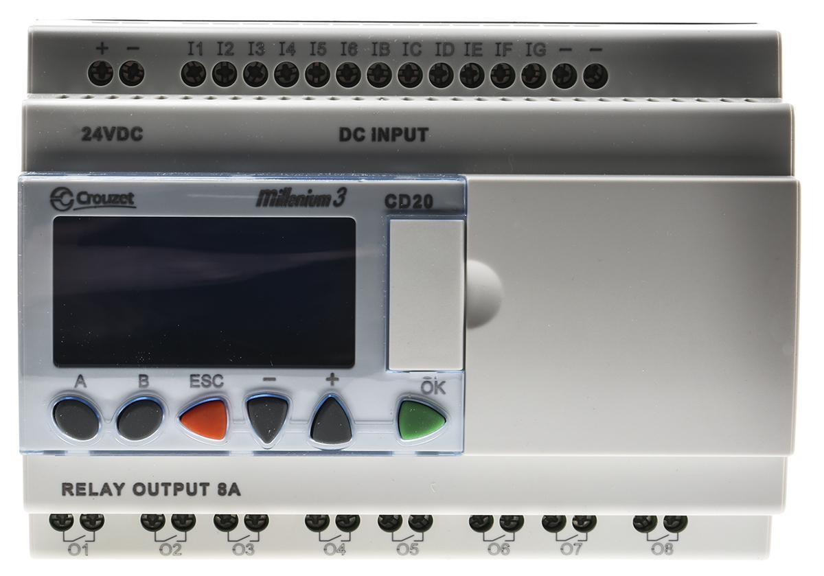 Produktfoto 1 von Crouzet Millenium 3 Logikmodul, 12 Eing. Relais Ausg.Typ Analog, digital Eing.Typ 24 V dc