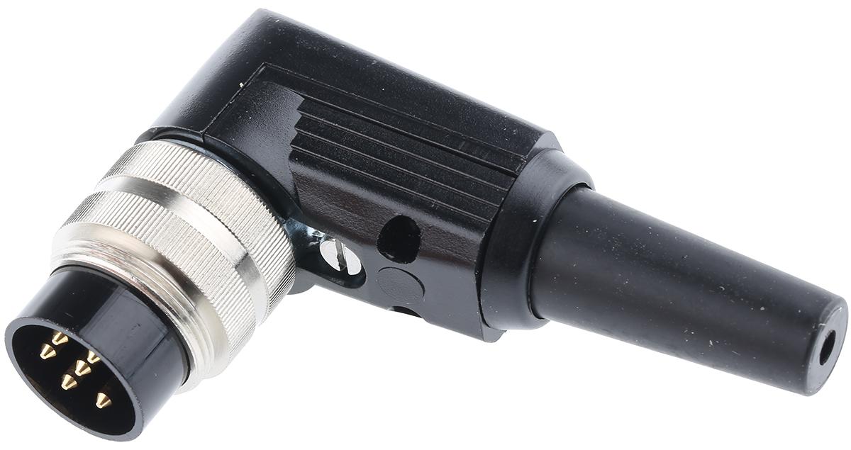 Lumberg WSV M16 DIN-Stecker gewinkelt 6-polig, 250 V ac / 5A IP40, Lötanschluss Kabelmontage