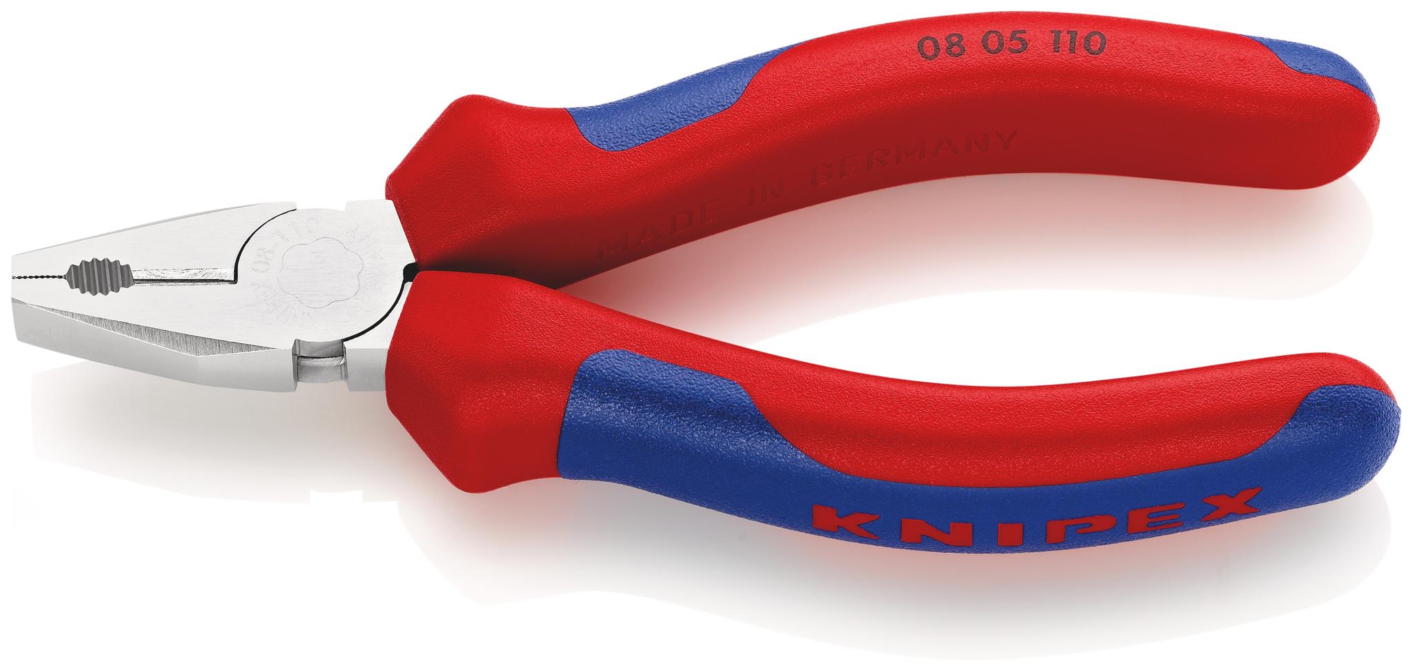 Knipex Kombizange, gebogen Schneidkraft → Kupferkabel: 9 mm harter Draht: 1,6 mm mittelharter Draht: 2,5 mm 110 mm