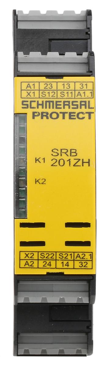 Produktfoto 1 von Schmersal SRB 201ZH Sicherheitsrelais, 24V dc, 2-Kanal, 3 Sicherheitskontakte Sicherheitsschalter/Verriegelung, 2