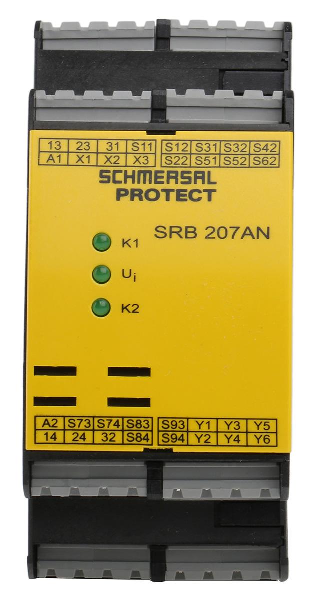 Produktfoto 1 von Schmersal SRB 207AN Sicherheitsrelais, 24V dc, 2 Sicherheitskontakte Lichtstrahl/Vorhang, Sicherheitsmatte/Kante,