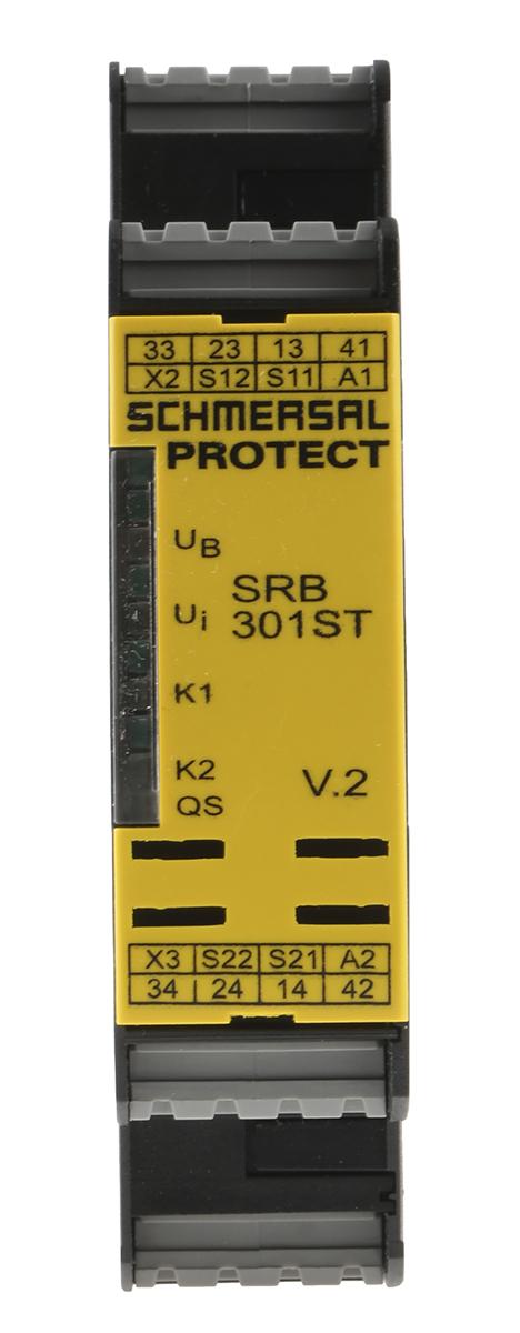 Produktfoto 1 von Schmersal SRB 301ST Sicherheitsrelais, 24V ac/dc, 1, 2-Kanal, 3 Sicherheitskontakte Lichtstrahl/Vorhang,