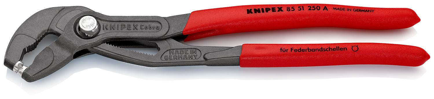 Knipex Schlauchschellenzange / Backen 70mm, gebogen 250 mm