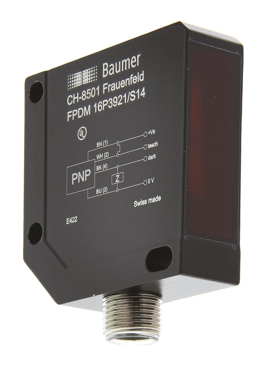 Produktfoto 1 von Baumer FPDM 16P Kubisch Optischer Sensor, Reflektierend, Bereich 4 m, PNP Ausgang, 4-poliger M12-Steckverbinder