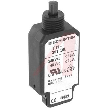 Schurter T11-211 Thermischer Überlastschalter / Thermischer Geräteschutzschalter, 1-polig, 3A, 48 V dc, 240V ac 19 x