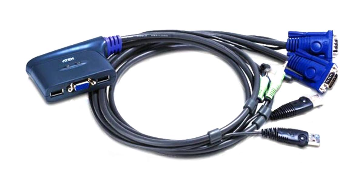 Produktfoto 1 von Aten KVM-Switch 2-Port VGA USB 3,5 mm Stereo 87.5 x 60.8 x 28mm